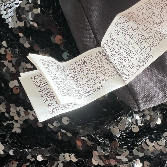 ZARA SEQUIN MIDI SKIRT BLACK - Picture 6 of 13